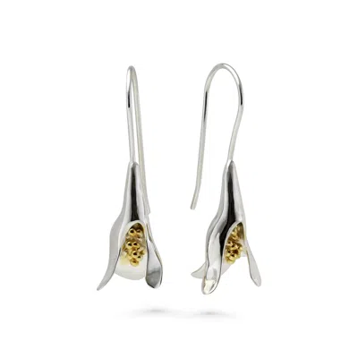 Isla Silver Women's Gold / Silver Statement Mixed Metal Contemporary Snowdrop Earrings