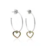 Isla Silver Women's Gold / Silver Sterling Silver Hoop Earrings With Dainty Gold Hearts