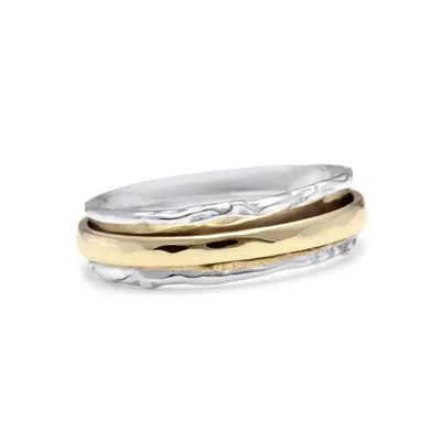 Isla Silver Women's Gold / Silver Sterling Silver Spinner Ring