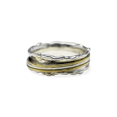 Isla Silver Women's Gold / Silver Sterling Silver Spinning Ring In Gold/silver