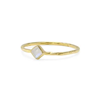 Isla Silver Women's Gold / White Dainty Gold Moonstone Ring In Multi
