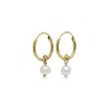 Isla Silver Women's Gold / White Dainty Pearl Gold Hoop Earrings In Multi