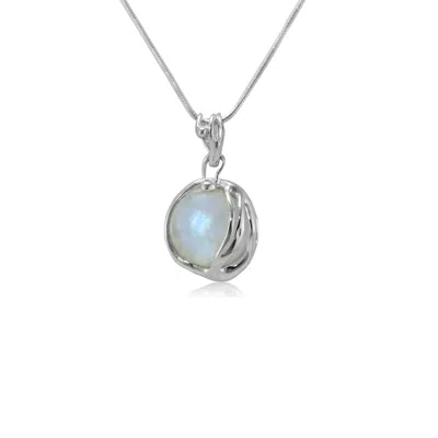 Isla Silver Women's Gold / White / Silver Handmade Fiery Moonstone Pendant Necklace In Multi