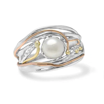 Isla Silver Women's Gold / White / Silver Pearl Statement Ring In Multi