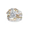 Isla Silver Women's Gold / White / Silver Silver Statement Ring Set With Clear Quartz & Zirconia