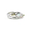 Isla Silver Women's Gold / White / Silver Unique Sterling Silver Rainbow Moonstone Ring With Gold Details