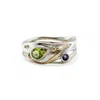Isla Silver Women's Green / Pink / Purple Sterling Silver Peridot & Amethyst Ring