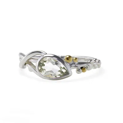 Isla Silver Women's Green / Silver Dainty Green Amethyst Ring In Multi