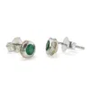 Isla Silver Women's Green / Silver Handmade Sterling Silver Emerald Stud Earrings