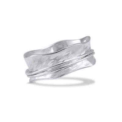 Isla Silver Women's Handmade Textured Sterling Silver Spinning Ring