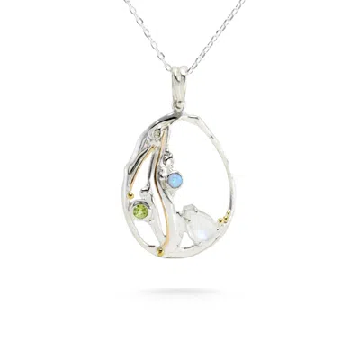 Isla Silver Women's Moonstone, Opal & Peridot Sterling Silver Pendant In Gray