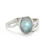 Isla Silver Women's Neutrals / Silver Sterling Silver Rainbow Moonstone Wave Ring