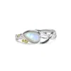 Isla Silver Women's Neutrals / Silver Teardrop Rainbow Moonstone Ring