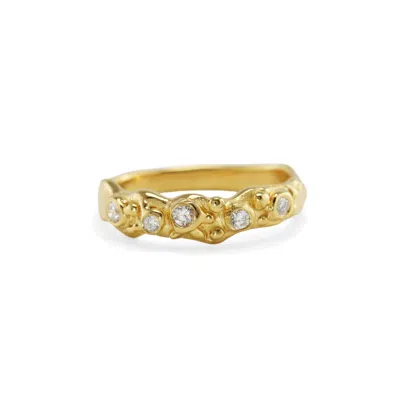 Isla Silver Women's Organic Five Diamond Gold Ring