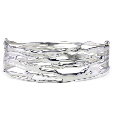 Isla Silver Women's Organic Handmade Sterling Silver Statement Bangle
