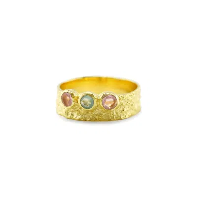 Isla Silver Women's Pink / Purple / Blue Rose & Aqua Chalcedony Gold Ring In Multi
