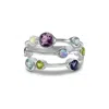 Isla Silver Women's Pink / Purple / Blue Silver Ring With A Cornucopia Of Stones