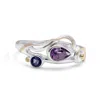 Isla Silver Women's Pink / Purple / Silver Handmade Teardrop Amethyst & Iolite Ring