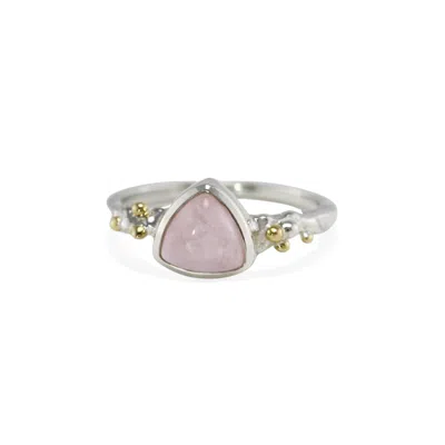 Isla Silver Women's Pink / Silver Sterling Silver & Rose Quartz Ring In Pink/silver