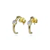 Isla Silver Women's Rainbow Moonstone Gold Huggie Hoop Earrings