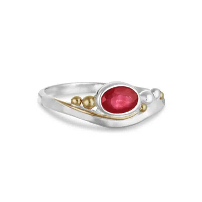Isla Silver Women's Red / Silver Dainty Ruby Cz Ring