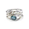 Isla Silver Women's Silver / Blue / White Blue Topaz & Freshwater Pearl Statement Ring