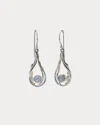 Isla Silver Women's Silver Cabochon Moonstone Dangle Earrings In Silver