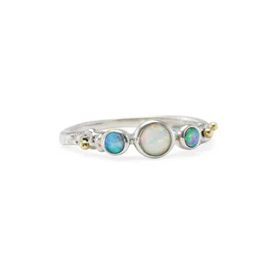 Isla Silver Women's Silver Dainty Three Opal Ring