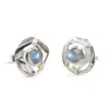 Isla Silver Women's Silver / Gold / White Handmade Delicate Moonstone Stud Earrings
