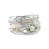 Isla Silver Women's Silver / Green / White Pearl & Green Amethyst Ring In Sterling Silver With Gold Details