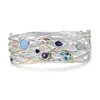 Isla Silver Women's Silver Multi Gemstone Bangle