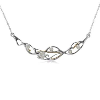 Isla Silver Women's Silver Rainbow Moonstone Organic Flow Statement Necklace