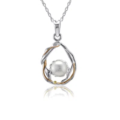 Isla Silver Women's Undulating Silver & Pearl Pendant