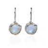Isla Silver Women's White / Silver Handmade Elegant Round Moonstone Drop Earrings