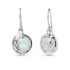 Isla Silver Women's White / Silver Handmade Fiery Moonstone Drop Earrings