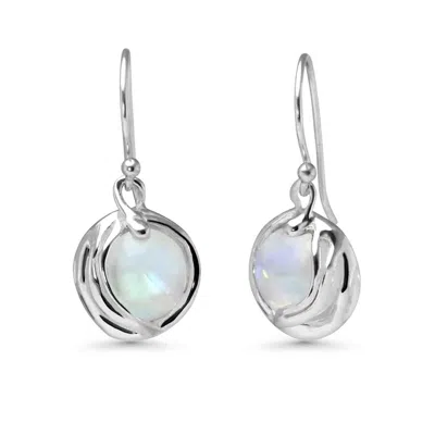 Isla Silver Women's White / Silver Handmade Fiery Moonstone Drop Earrings In Multi