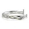 Isla Silver Women's White / Silver Handmade Sterling Silver Moonstone Bangle