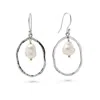 Isla Silver Women's White / Silver Large Pearl Hoop Earrings