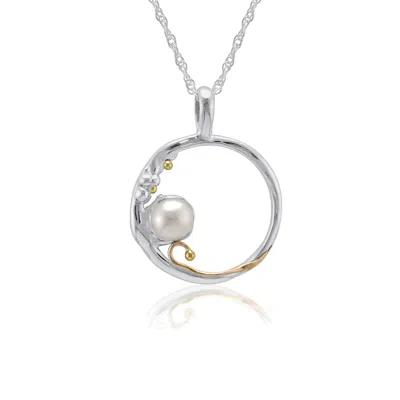 Isla Silver Women's White / Silver Oval Freshwater Pearl Pendant In Multi