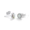 Isla Silver Women's White / Silver Round White Opal Stud Earrings