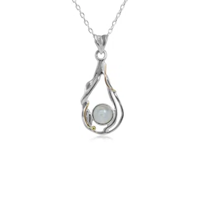 Isla Silver Women's White / Silver Teardrop Sterling Silver Rainbow Moonstone Pendant In Multi