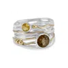 Isla Silver Women's Yellow / Orange / Brown Smoky Quartz & Citrine Statement Ring
