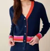 &isla Stella Rib V Cardigan In Navy Multi In Multi