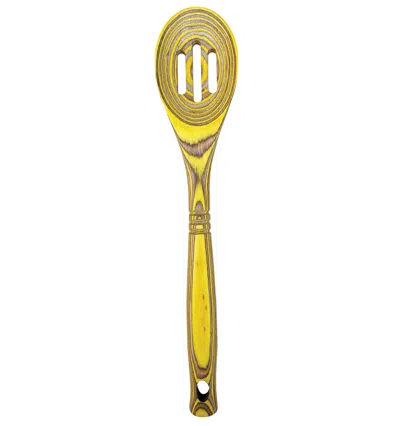 Island Bamboo Pakkawood 12-inch Slotted Spoon In Yellow