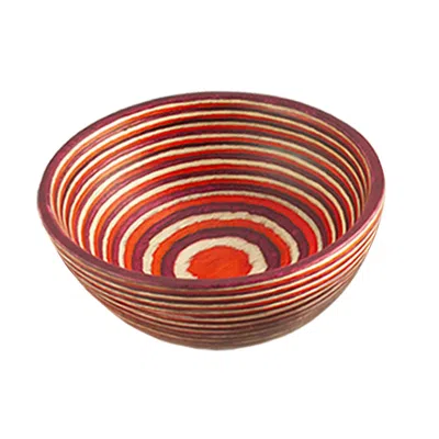 Island Bamboo Red Pakkawood Round Pinch Bowl In Multi