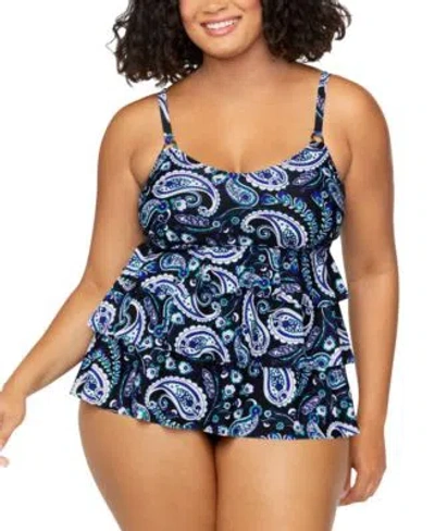 ISLAND ESCAPE PLUS 3 TIERED BANDINI PLUS SIZE SOLID BIKINI BRIEFS CREATED FOR MACYS BOTTOMS