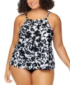 ISLAND ESCAPE PLUS SIZE CALI PRINTED TANKINI PLUS SIZE SOLID BIKINI BRIEFS EXCLUSIVELY AT MACYS