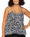 Island Escape Plus Size Cape Town Printed Tankini, Exclusively At Macy's In Black,white