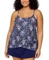 Island Escape Plus Size Cape Town Tankini Top Tummy Control Swim Skirt Exclusively At Macys In Black