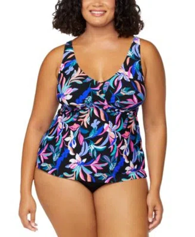 Island Escape Plus Size Monterey Printed Tankini Plus Size Solid Bikini Briefs Exclusively At Macys In Black Multi